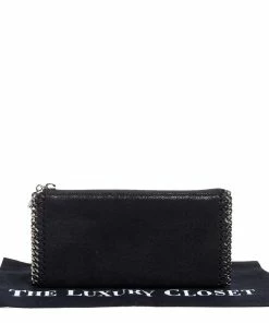 Cheapest 🛒 Stella McCartney Black Faux Leather Falabella Zip Wallet For 👩 Women ✔️ -Stella McCartney Shop luxury women stella mccartney used handbags p349512 001