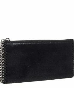 Cheapest 🛒 Stella McCartney Black Faux Leather Falabella Zip Wallet For 👩 Women ✔️ -Stella McCartney Shop luxury women stella mccartney used handbags p349512 004