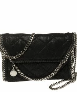 Best Sale ⭐ Stella McCartney Black Faux Leather Mini Falabella Shoulder Bag For 👩 Women ⭐
