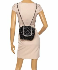 Discount 🥰 Stella McCartney Black Faux Leather Mini Falabella 🎒 Backpack For 👩 Women ✨ -Stella McCartney Shop luxury women stella mccartney used handbags p350370 001