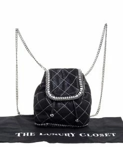 Discount 🥰 Stella McCartney Black Faux Leather Mini Falabella 🎒 Backpack For 👩 Women ✨ -Stella McCartney Shop luxury women stella mccartney used handbags p350370 007