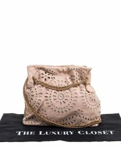 Best deal 🔔 Stella McCartney Peach Faux Leather Laser Cut Norma Shoulder Bag For 👩 Women 🥰 -Stella McCartney Shop luxury women stella mccartney used handbags p354503 007