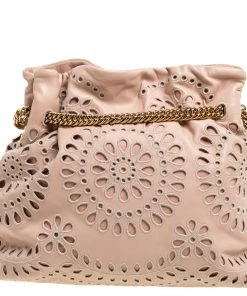 Best deal 🔔 Stella McCartney Peach Faux Leather Laser Cut Norma Shoulder Bag For 👩 Women 🥰 -Stella McCartney Shop luxury women stella mccartney used handbags p354503 008