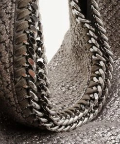 Brand new 💯 Stella McCartney Silver Woven Chain Detail Hobo For 👩 Women ✔️ -Stella McCartney Shop luxury women stella mccartney used handbags p35562 008