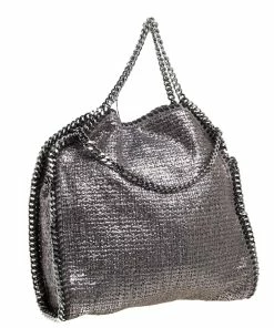 Best deal 🔥 Stella McCartney Metallic Silver Tweed Falabella Tote For 👩 Women 🔔 -Stella McCartney Shop luxury women stella mccartney used handbags p356993 007