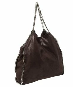 Hot Sale 🛒 Stella McCartney Brown Faux Leather Large Falabella Tote For 👩 Women 🌟 -Stella McCartney Shop luxury women stella mccartney used handbags p357988 008