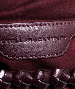 Flash Sale 🛒 Stella McCartney Dark Burgundy Woven Faux Leather Mini Brandy Becks Top Handle Bag For 👩 Women ❤️ -Stella McCartney Shop luxury women stella mccartney used handbags p364935 001