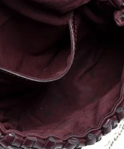 Flash Sale 🛒 Stella McCartney Dark Burgundy Woven Faux Leather Mini Brandy Becks Top Handle Bag For 👩 Women ❤️ -Stella McCartney Shop luxury women stella mccartney used handbags p364935 011