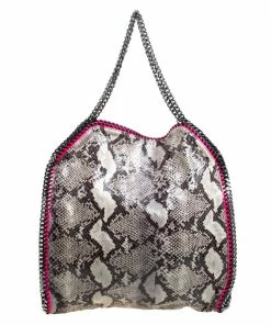 Best Sale 👏 Stella McCartney Monochrome Python Effect Faux Leather Large Falabella Tote For 👩 Women ✨