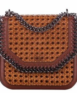 Coupon ⭐ Stella McCartney Caramel/brown Falabella Box Wicker Basket Crossbody Bag For 👩 Women 🎁