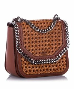 Coupon ⭐ Stella McCartney Caramel/brown Falabella Box Wicker Basket Crossbody Bag For 👩 Women 🎁 -Stella McCartney Shop luxury women stella mccartney used handbags p369148 007
