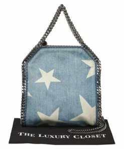 Coupon 😀 Stella McCartney Light Blue Denim Star Print Baby Falabella Bag For 👩 Women 🥰 -Stella McCartney Shop luxury women stella mccartney used handbags p373687 001