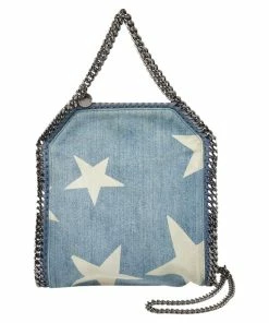 Coupon 😀 Stella McCartney Light Blue Denim Star Print Baby Falabella Bag For 👩 Women 🥰