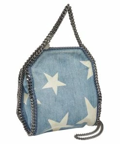 Coupon 😀 Stella McCartney Light Blue Denim Star Print Baby Falabella Bag For 👩 Women 🥰 -Stella McCartney Shop luxury women stella mccartney used handbags p373687 004