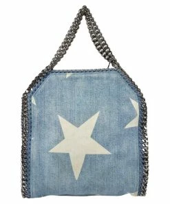 Coupon 😀 Stella McCartney Light Blue Denim Star Print Baby Falabella Bag For 👩 Women 🥰 -Stella McCartney Shop luxury women stella mccartney used handbags p373687 005
