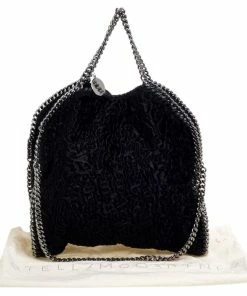 Budget ✨ Stella McCartney Black Faux Fur Small Falabella Tote For 👩 Women 🎁 -Stella McCartney Shop luxury women stella mccartney used handbags p375543 002