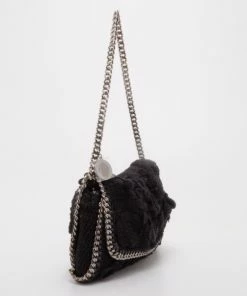Wholesale ⌛ Stella McCartney Black Crochet Small Fallabella Bag For 👩 Women ❤️ -Stella McCartney Shop luxury women stella mccartney used handbags p37601 004