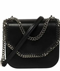 Outlet โค๏ธ Stella McCartney Black Faux Leather Mini Falabella Box Shoulder Bag For ๐ฉ Women ๐ฅ