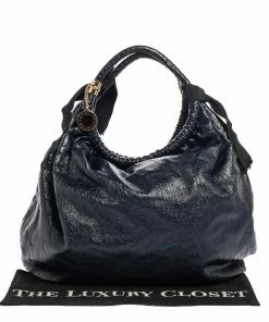 New ❤️ Stella McCartney Navy Blue Faux Leather Polly Hobo For 👩 Women 🌟 -Stella McCartney Shop luxury women stella mccartney used handbags p377564 009