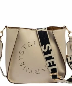 Cheapest ⌛ Stella McCartney Cream Faux Leather Perforated Logo Messenger Bag For 👩 Women 🛒