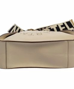 Cheapest ⌛ Stella McCartney Cream Faux Leather Perforated Logo Messenger Bag For 👩 Women 🛒 -Stella McCartney Shop luxury women stella mccartney used handbags p386626 011