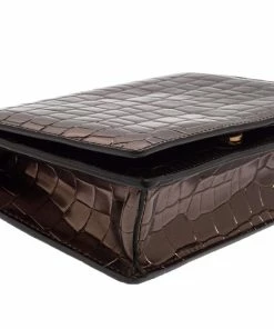 Flash Sale 🤩 Stella McCartney Metallic Grey Croc Embossed Faux Leather Crossbody Bag For 👩 Women ✔️ -Stella McCartney Shop luxury women stella mccartney used handbags p388152 001