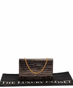 Flash Sale 🤩 Stella McCartney Metallic Grey Croc Embossed Faux Leather Crossbody Bag For 👩 Women ✔️ -Stella McCartney Shop luxury women stella mccartney used handbags p388152 004