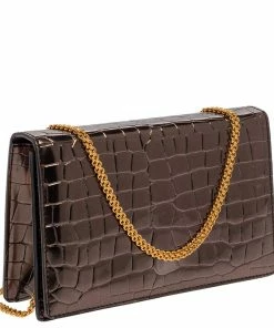 Flash Sale 🤩 Stella McCartney Metallic Grey Croc Embossed Faux Leather Crossbody Bag For 👩 Women ✔️ -Stella McCartney Shop luxury women stella mccartney used handbags p388152 007