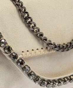 Discount ✔️ Stella McCartney White Faux Leather Mini Crystal Trim Falabella Shaggy Deer Shoulder Bag For 👩 Women 🎁 -Stella McCartney Shop luxury women stella mccartney used handbags p388397 001