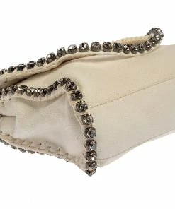 Discount ✔️ Stella McCartney White Faux Leather Mini Crystal Trim Falabella Shaggy Deer Shoulder Bag For 👩 Women 🎁 -Stella McCartney Shop luxury women stella mccartney used handbags p388397 005
