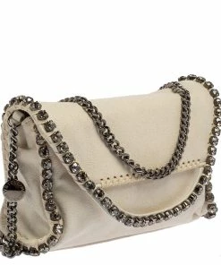 Discount ✔️ Stella McCartney White Faux Leather Mini Crystal Trim Falabella Shaggy Deer Shoulder Bag For 👩 Women 🎁 -Stella McCartney Shop luxury women stella mccartney used handbags p388397 009