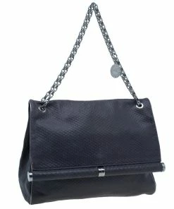 Wholesale 🥰 Stella McCartney Gray Leather Graphite Vegan Chain Shoulder Bag For 👩 Women 🧨 -Stella McCartney Shop luxury women stella mccartney used handbags p38931 003