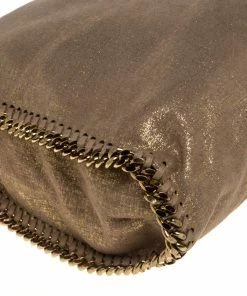 Best Sale 🎉 Stella McCartney Beige Shimmering Faux Leather Small Falabella Tote For 👩 Women ✨ -Stella McCartney Shop luxury women stella mccartney used handbags p392684 004