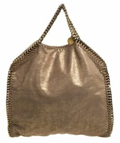 Best Sale 🎉 Stella McCartney Beige Shimmering Faux Leather Small Falabella Tote For 👩 Women ✨ -Stella McCartney Shop luxury women stella mccartney used handbags p392684 007