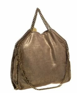 Best Sale 🎉 Stella McCartney Beige Shimmering Faux Leather Small Falabella Tote For 👩 Women ✨ -Stella McCartney Shop luxury women stella mccartney used handbags p392684 008