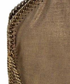 Best Sale 🎉 Stella McCartney Beige Shimmering Faux Leather Small Falabella Tote For 👩 Women ✨ -Stella McCartney Shop luxury women stella mccartney used handbags p392684 010
