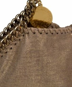 Best Sale 🎉 Stella McCartney Beige Shimmering Faux Leather Small Falabella Tote For 👩 Women ✨ -Stella McCartney Shop luxury women stella mccartney used handbags p392684 011