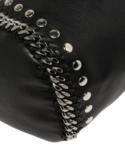Budget ⭐ Stella McCartney Black Leather Falabella Tote Bag For 👩 Women 🧨 -Stella McCartney Shop luxury women stella mccartney used handbags p395222 005