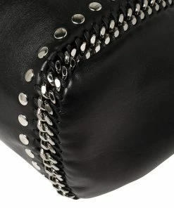 Budget ⭐ Stella McCartney Black Leather Falabella Tote Bag For 👩 Women 🧨 -Stella McCartney Shop luxury women stella mccartney used handbags p395222 006