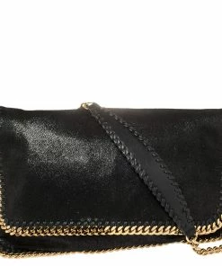 Promo ⌛ Stella McCartney Black Faux Leather Falabella Flap Shoulder Bag For 👩 Women ✨