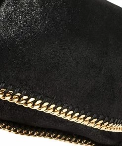 Promo ⌛ Stella McCartney Black Faux Leather Falabella Flap Shoulder Bag For 👩 Women ✨ -Stella McCartney Shop luxury women stella mccartney used handbags p407287 010