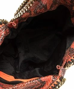 New 🎉 Stella McCartney Orange/Black Python Effect Faux Leather Falabella Tote For 👩 Women 💯 -Stella McCartney Shop luxury women stella mccartney used handbags p407721 003