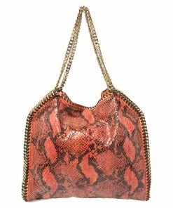 New 🎉 Stella McCartney Orange/Black Python Effect Faux Leather Falabella Tote For 👩 Women 💯 -Stella McCartney Shop luxury women stella mccartney used handbags p407721 004