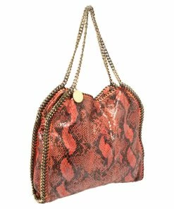 New 🎉 Stella McCartney Orange/Black Python Effect Faux Leather Falabella Tote For 👩 Women 💯 -Stella McCartney Shop luxury women stella mccartney used handbags p407721 006