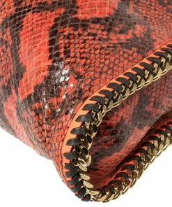 New 🎉 Stella McCartney Orange/Black Python Effect Faux Leather Falabella Tote For 👩 Women 💯 -Stella McCartney Shop luxury women stella mccartney used handbags p407721 008