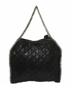 Wholesale 🤩 Stella McCartney Black Shimmery Faux Leather Small Falabella Tote For 👩 Women 🔥 -Stella McCartney Shop luxury women stella mccartney used handbags p410975 002