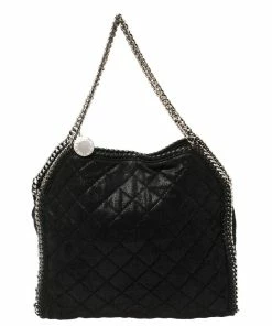 Wholesale 🤩 Stella McCartney Black Shimmery Faux Leather Small Falabella Tote For 👩 Women 🔥