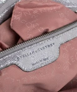 Flash Sale 🔥 Stella McCartney Silver Shimmery Faux Leather Small Falabella Tote For 👩 Women ✨ -Stella McCartney Shop luxury women stella mccartney used handbags p413192 002
