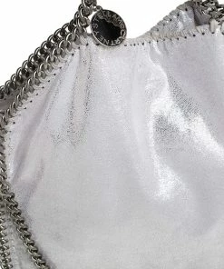 Flash Sale 🔥 Stella McCartney Silver Shimmery Faux Leather Small Falabella Tote For 👩 Women ✨ -Stella McCartney Shop luxury women stella mccartney used handbags p413192 011
