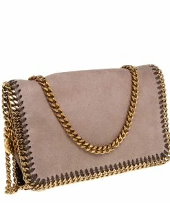 New ❤️ Stella McCartney Dark Beige Faux Suede Falabella Crossbody Bag For 👩 Women 😍 -Stella McCartney Shop luxury women stella mccartney used handbags p418962 004